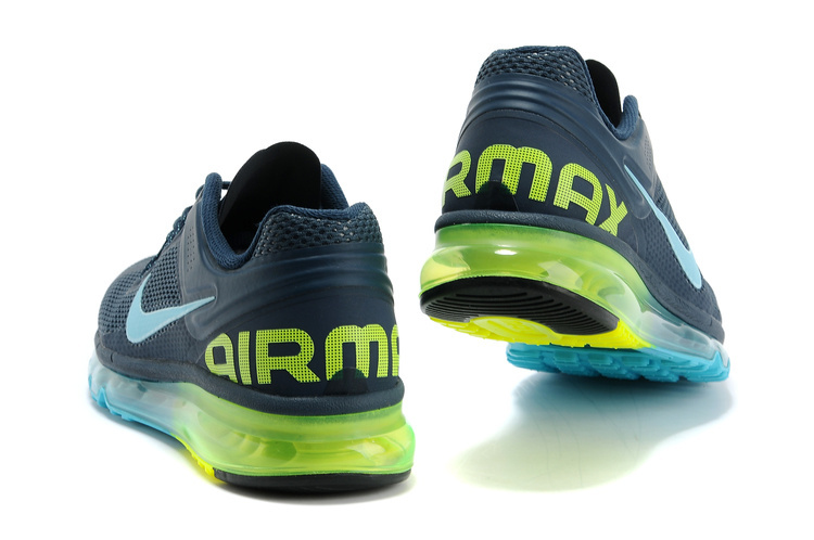 Nike Air Max 2013 Chaussures Hommes Bleu Foncé Vert Bleu (2)